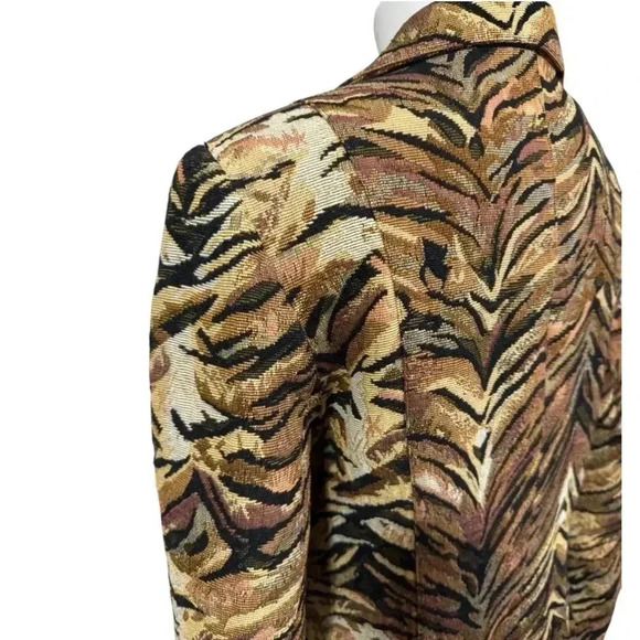 Donna Vinci Couture Tiger Print Long Coat-Size 14 Animal Print Statement Jacket - Picture 10 of 16